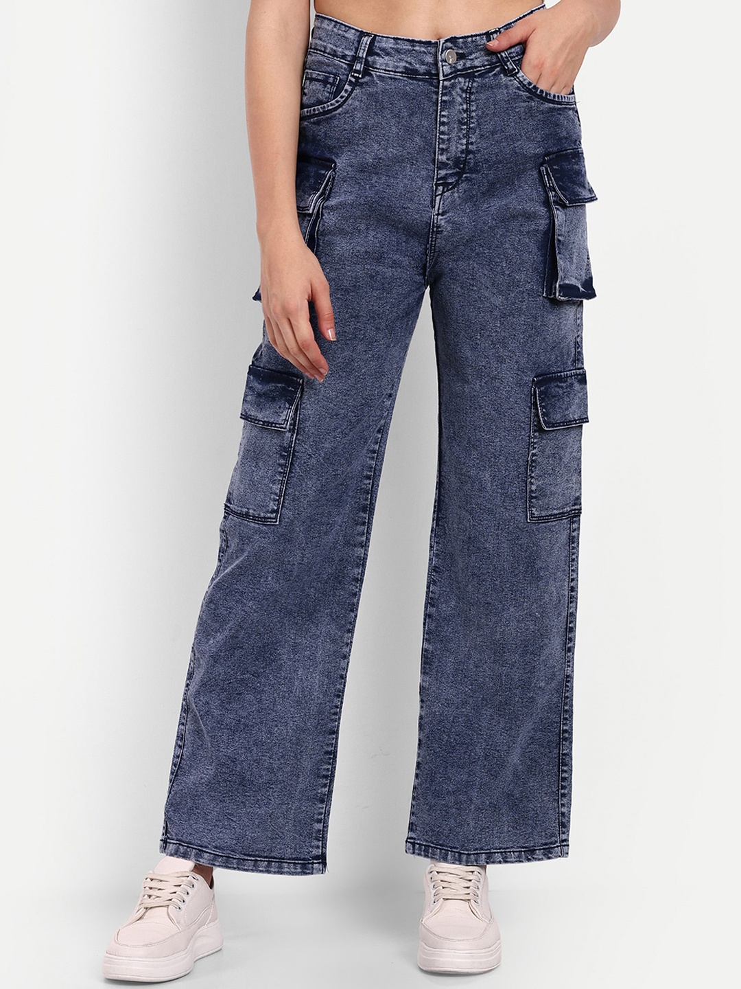 

Next One Smart Wide Leg High-Rise Clean Look Stretchable Jeans, Navy blue