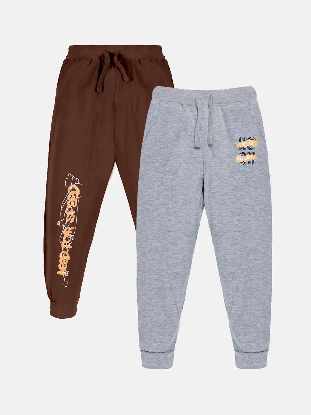 

KiddoPanti Boys Pack Of 2 Pure Cotton Joggers, Brown