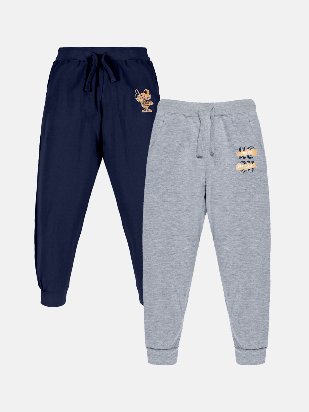 

KiddoPanti Boys Pack Of 2 Pure Cotton Joggers, Navy blue