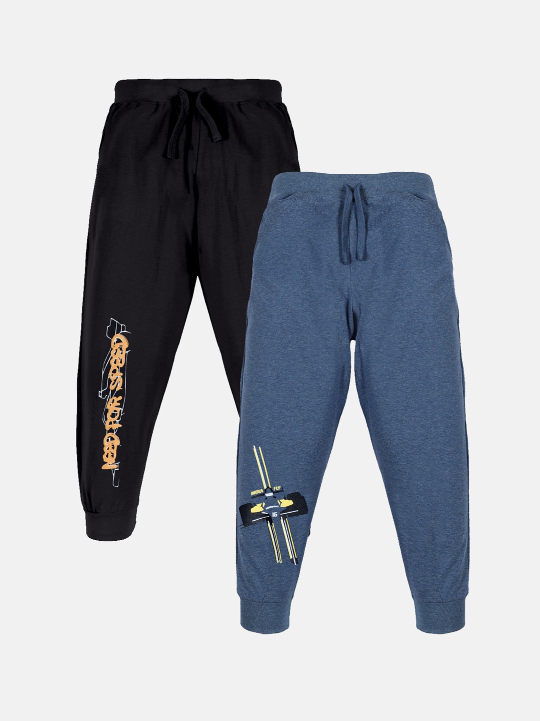 

KiddoPanti Boys Pack Of 2 Pure Cotton Joggers, Black