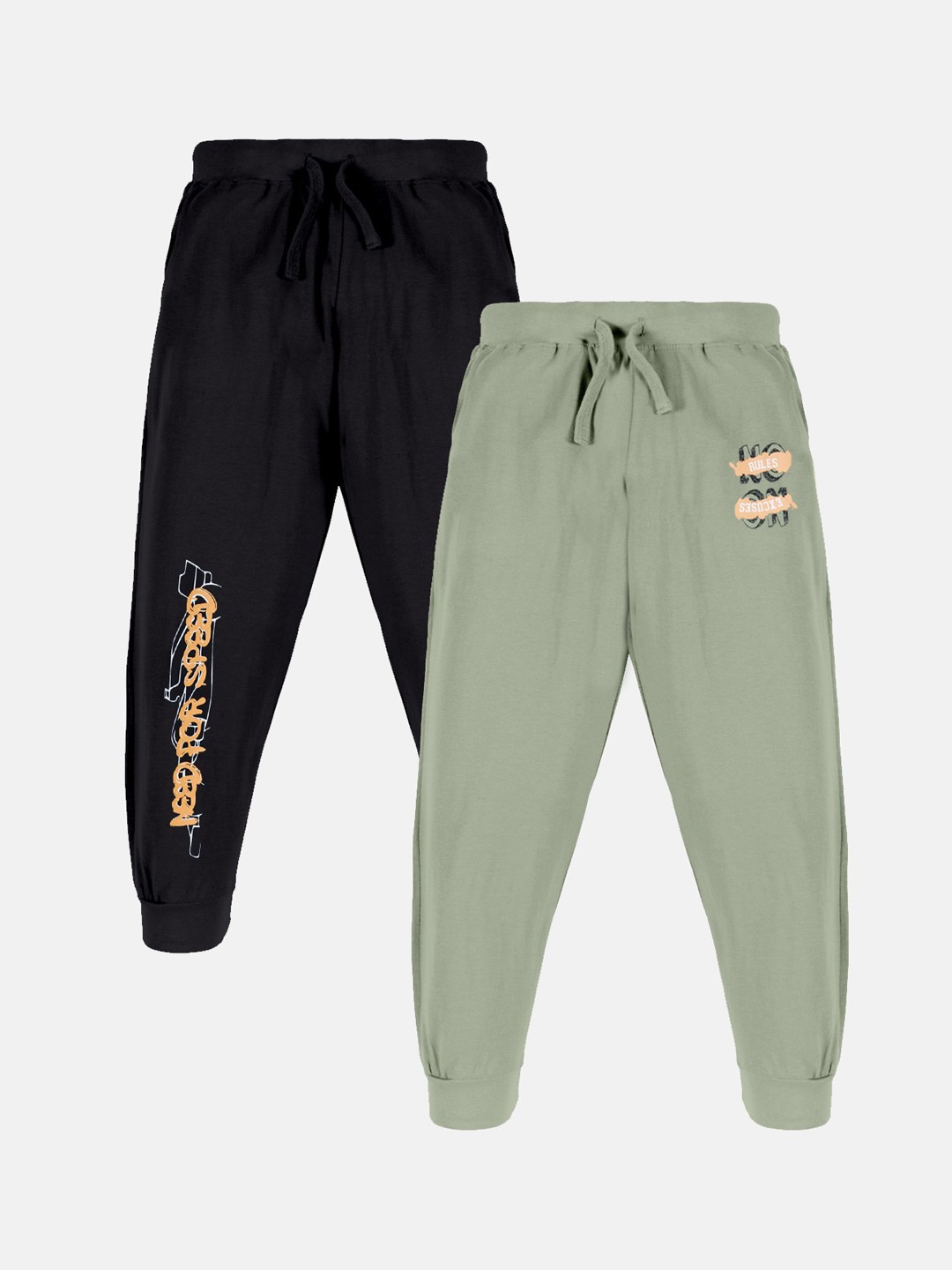 

KiddoPanti Boys Pack Of 2 Pure Cotton Joggers, Black