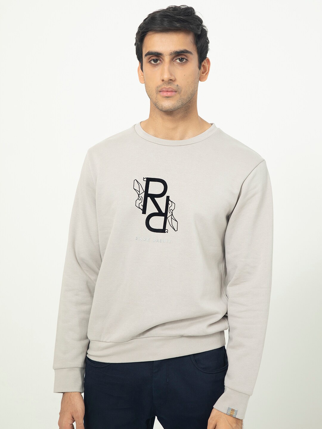 

RARE RABBIT Men Lucien Graphic Print Logo Sweatshirt, Grey