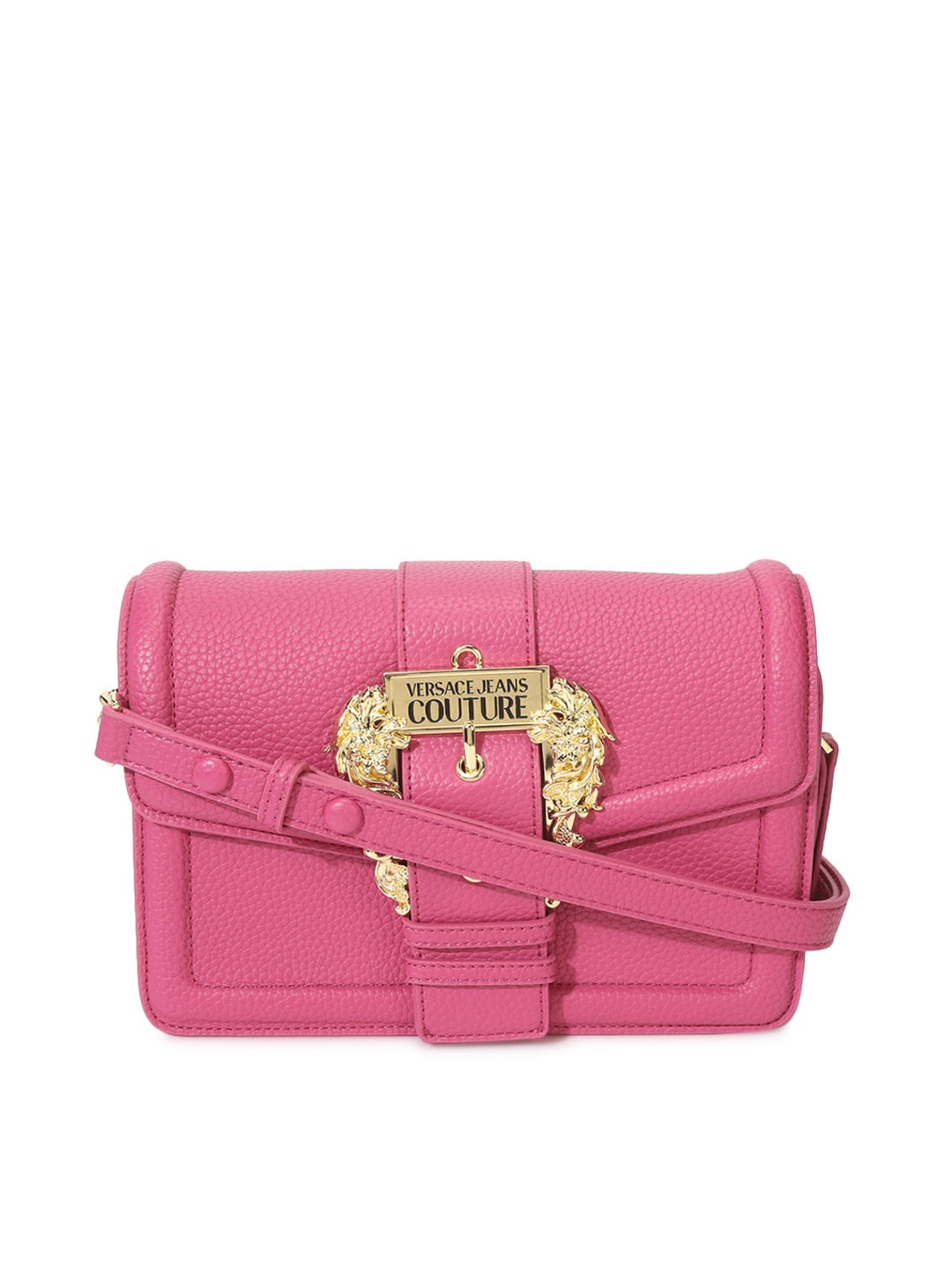 

Versace Jeans Couture Textured Structured Sling Bag, Pink