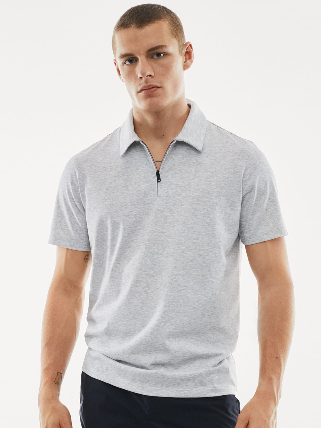 

MANGO MAN Polo Collar T-shirt, Grey