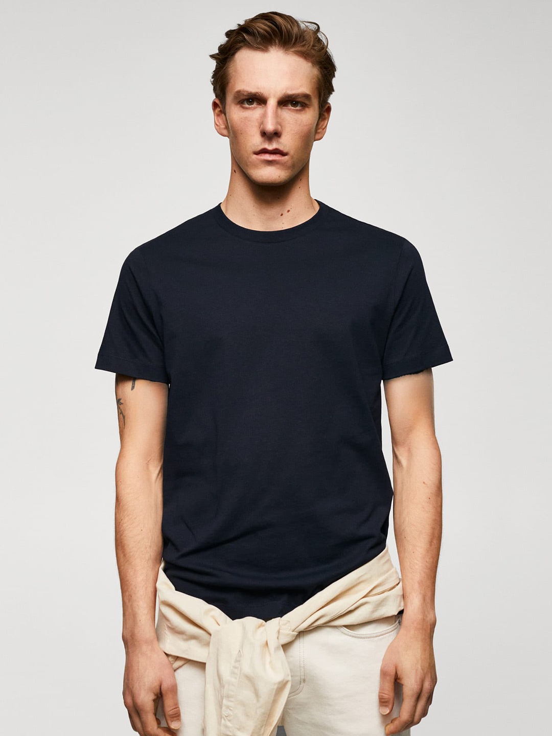 

MANGO MAN Regular Fit Pure Cotton T-shirt, Black