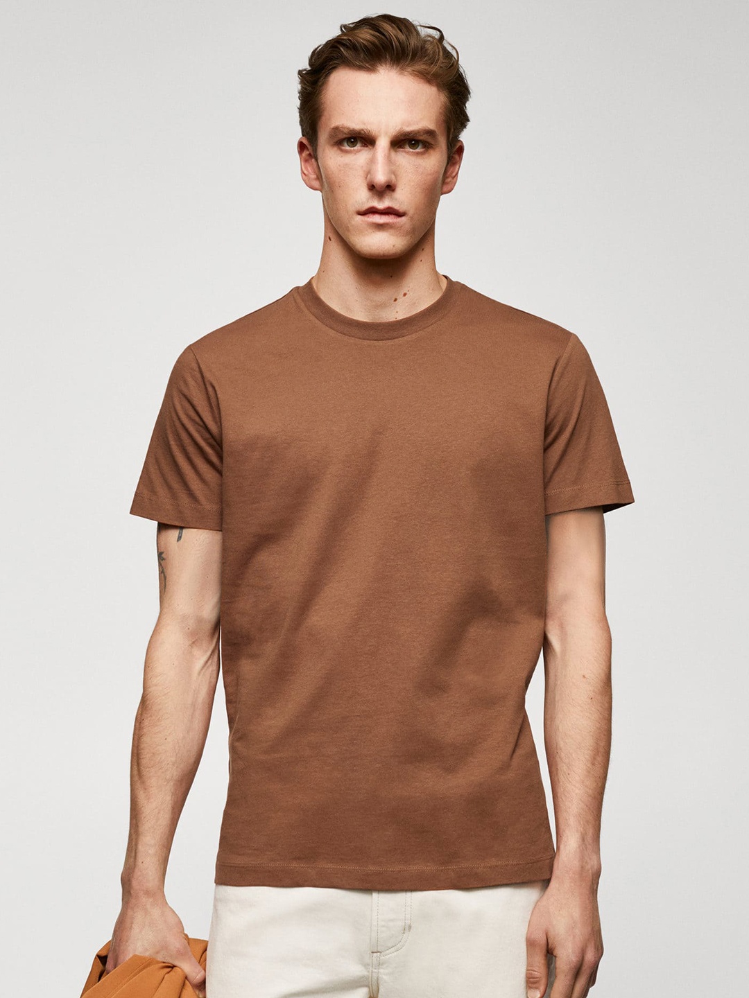 

MANGO MAN Pure Cotton T-shirt, Rust