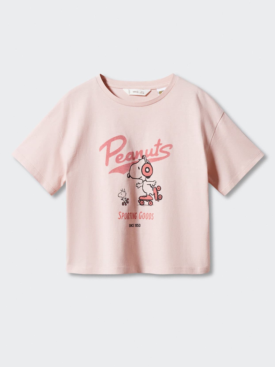 

Mango Kids Girls Snoopy & Typography Printed Pure Cotton T-shirt, Pink