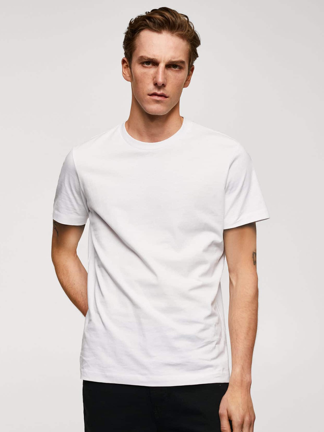 

MANGO MAN Regular Fit Pure Cotton T-shirt, White