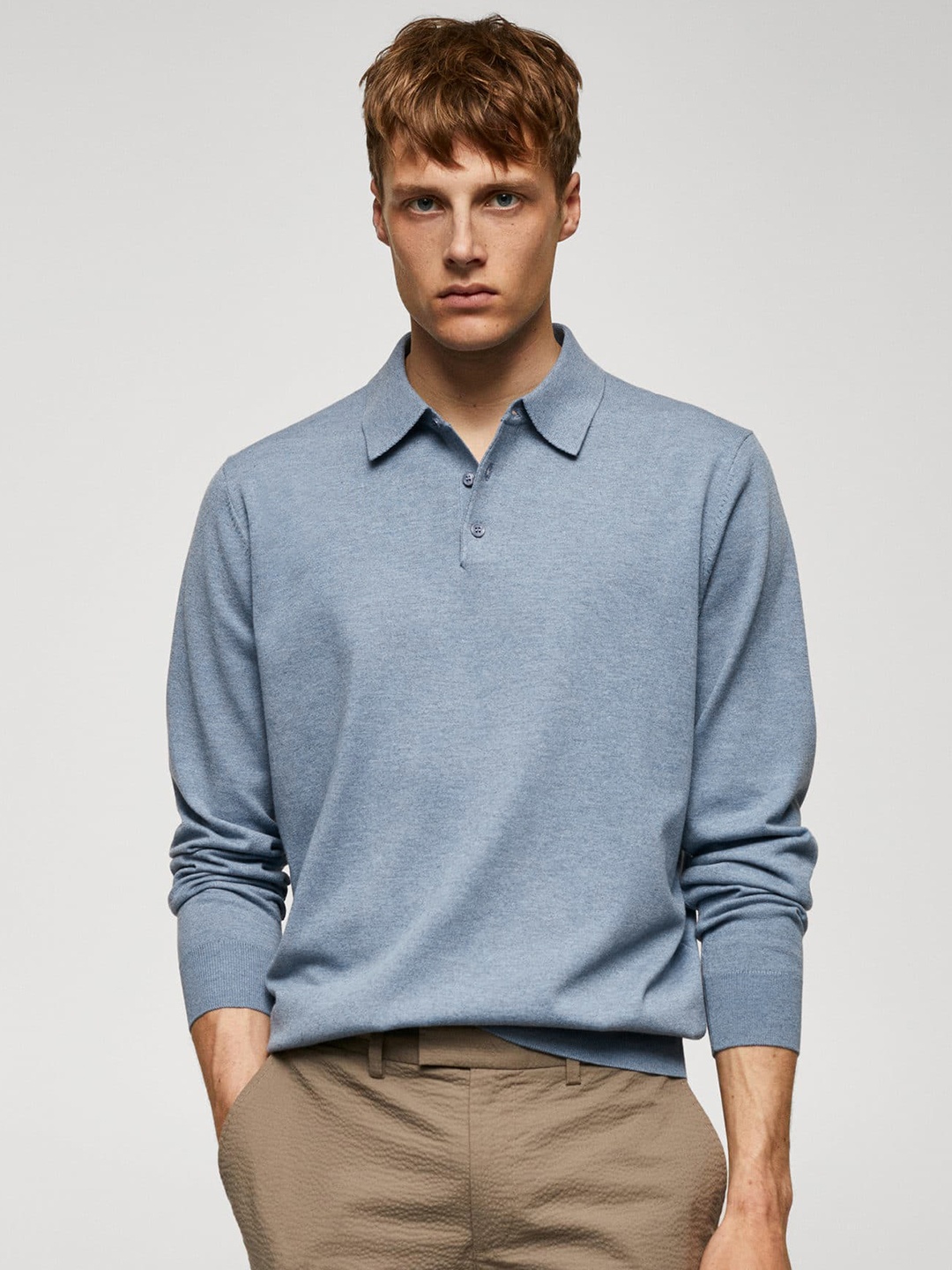 

MANGO MAN Polo Collar T-shirt, Blue