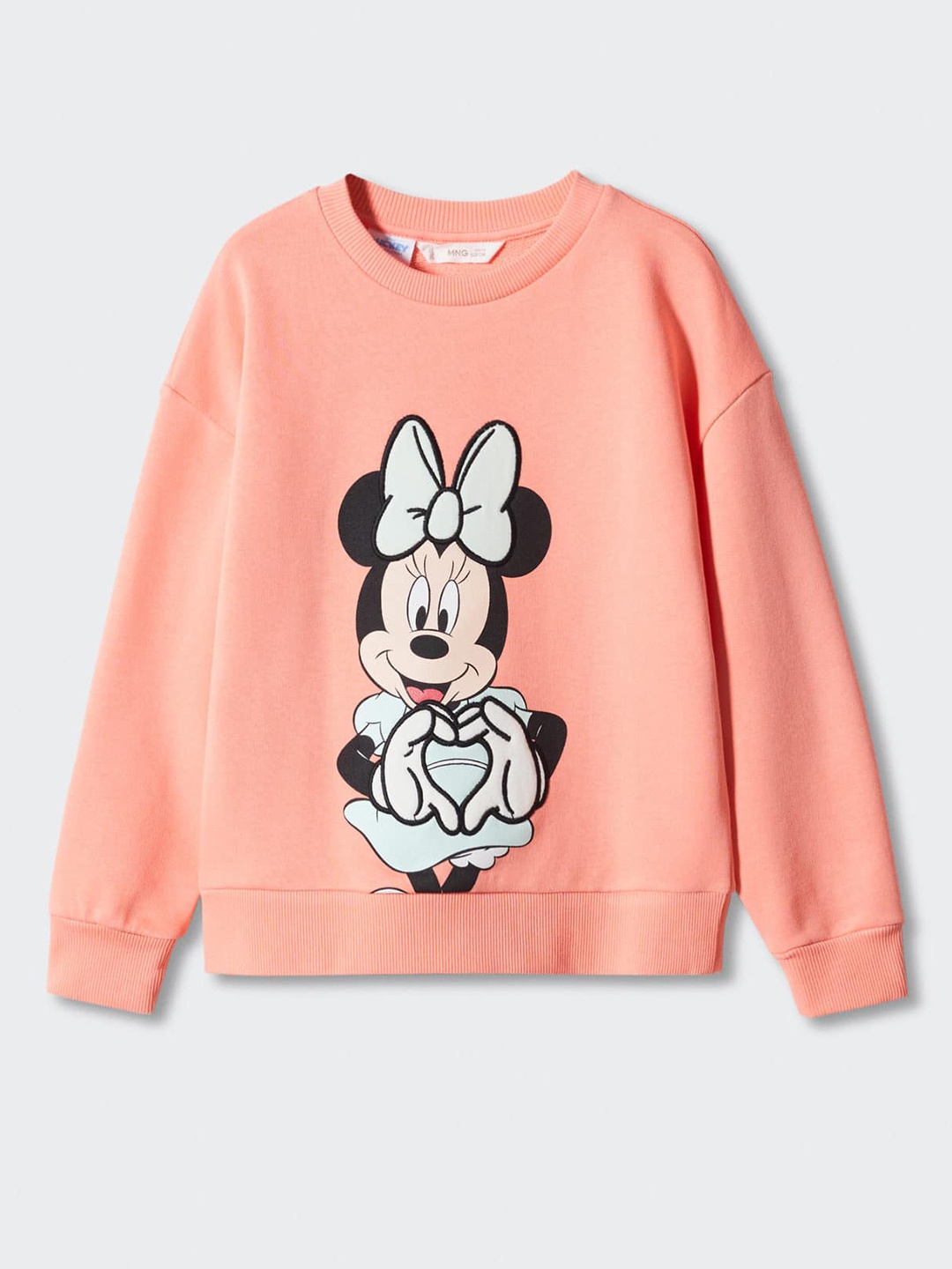 

Mango Kids Girls Pure Cotton Minnie Mouse Printed Sweatshirt, Peach