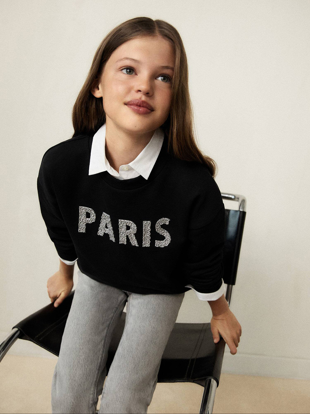 

Mango Kids Girls Pure Cotton Embellished Sweatshirt, Black