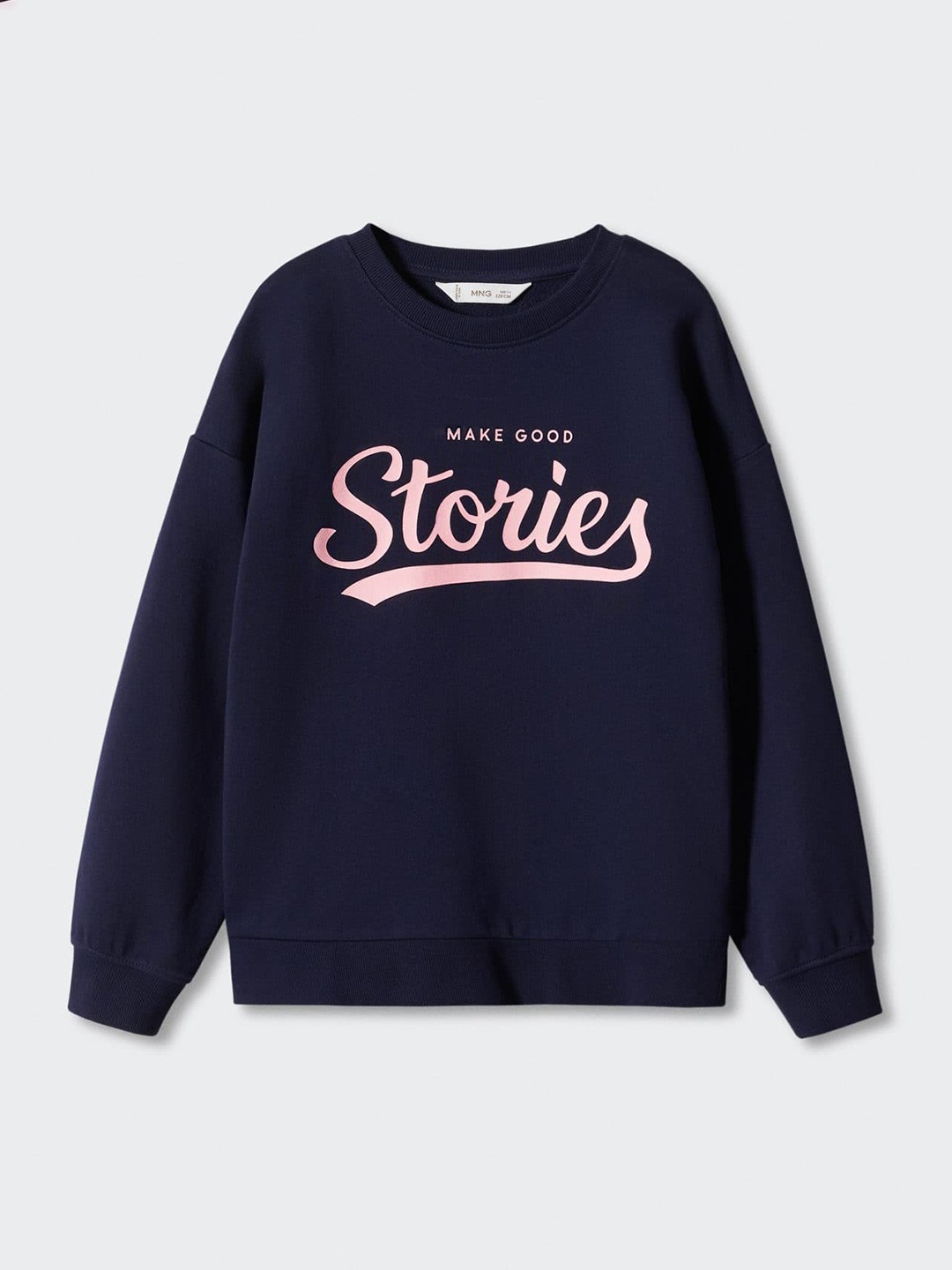 

Mango Kids Girls Printed Pure Cotton Sweatshirt, Navy blue