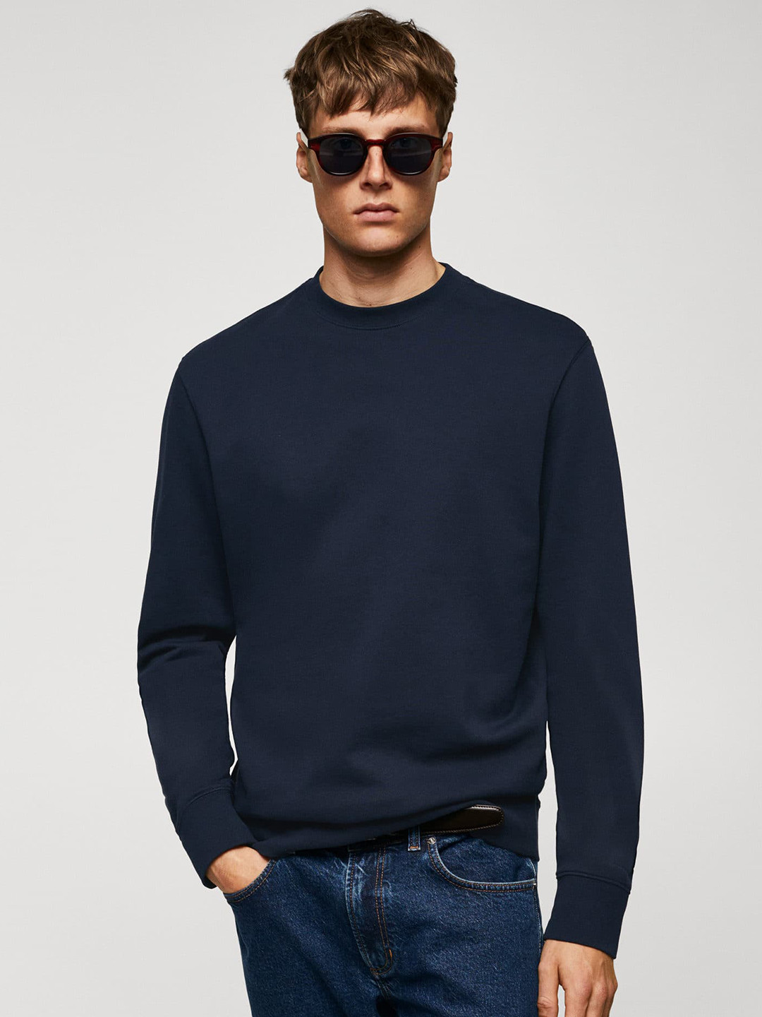 

MANGO MAN Pure Cotton Sweatshirt, Navy blue