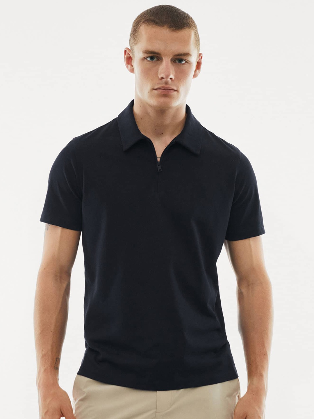 

MANGO MAN Polo Collar T-shirt, Navy blue