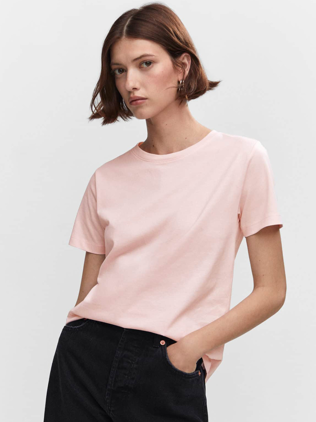 

MANGO Pure Cotton T-shirt, Pink