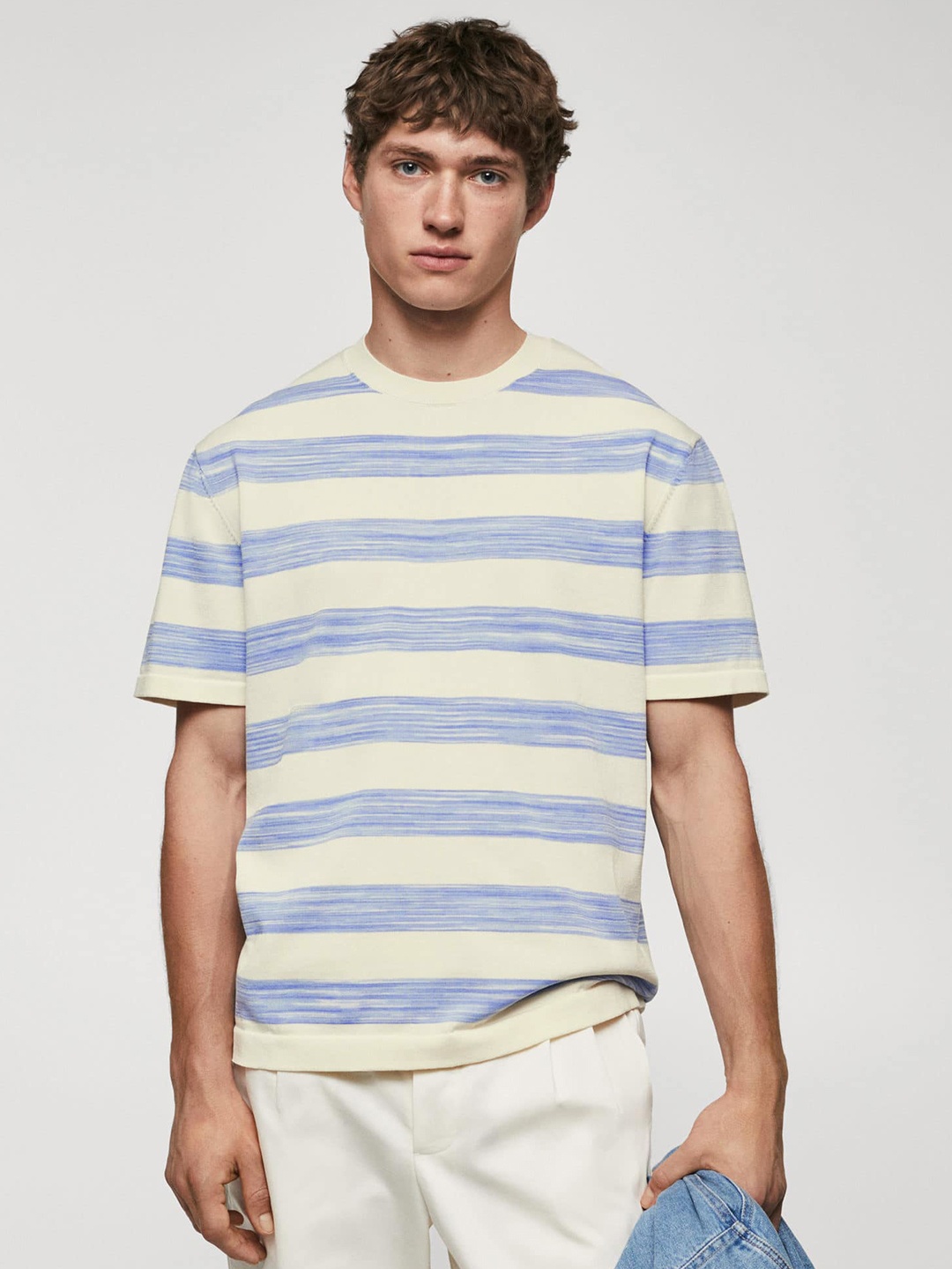 

MANGO MAN Striped T-shirt, White