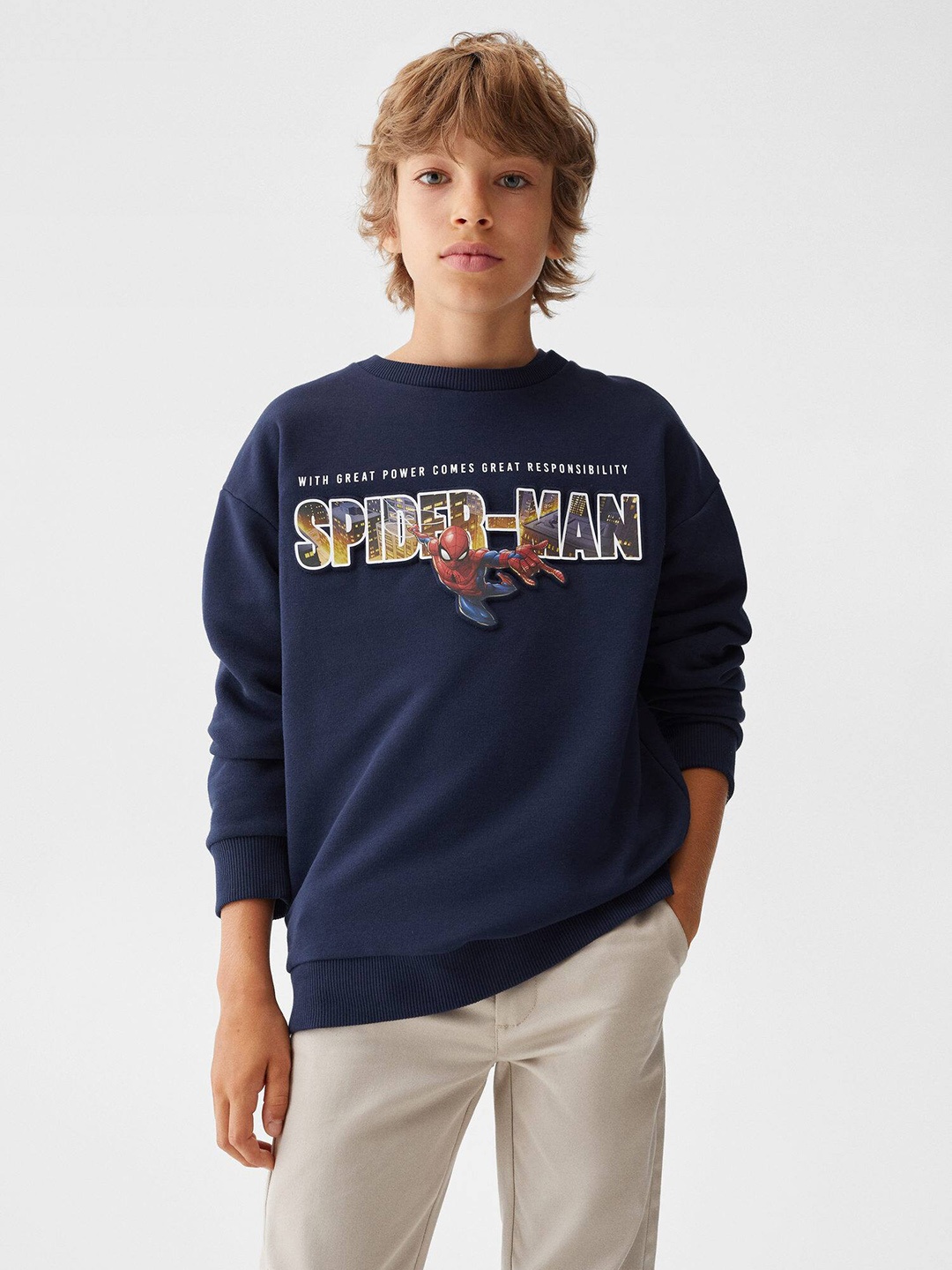 

Mango Kids Boys Spiderman Printed Sweatshirt, Navy blue