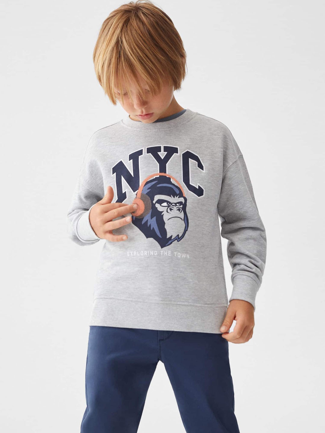 

Mango Kids Boys Typography Printed Sweatshirt, Grey