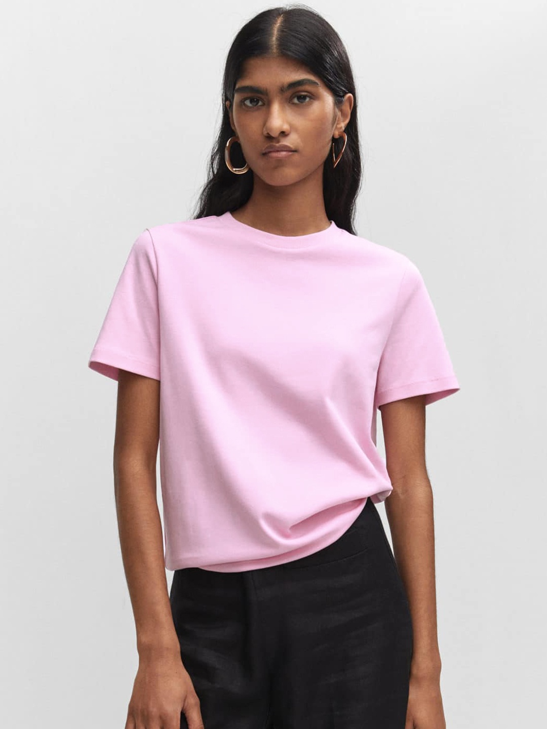 

MANGO Pure Cotton T-shirt, Pink