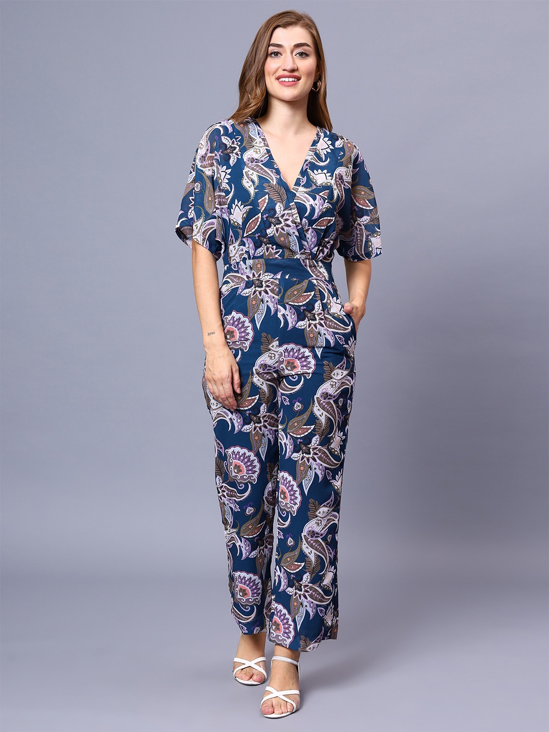 

Sipsew Printed Basic Jumpsuit, Navy blue