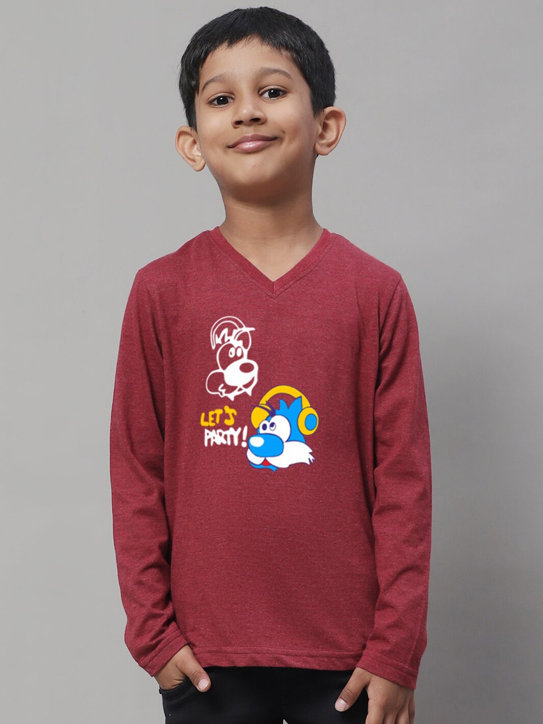 

Friskers Boys Graphic Printed Slim Fit Cotton T-shirt, Maroon