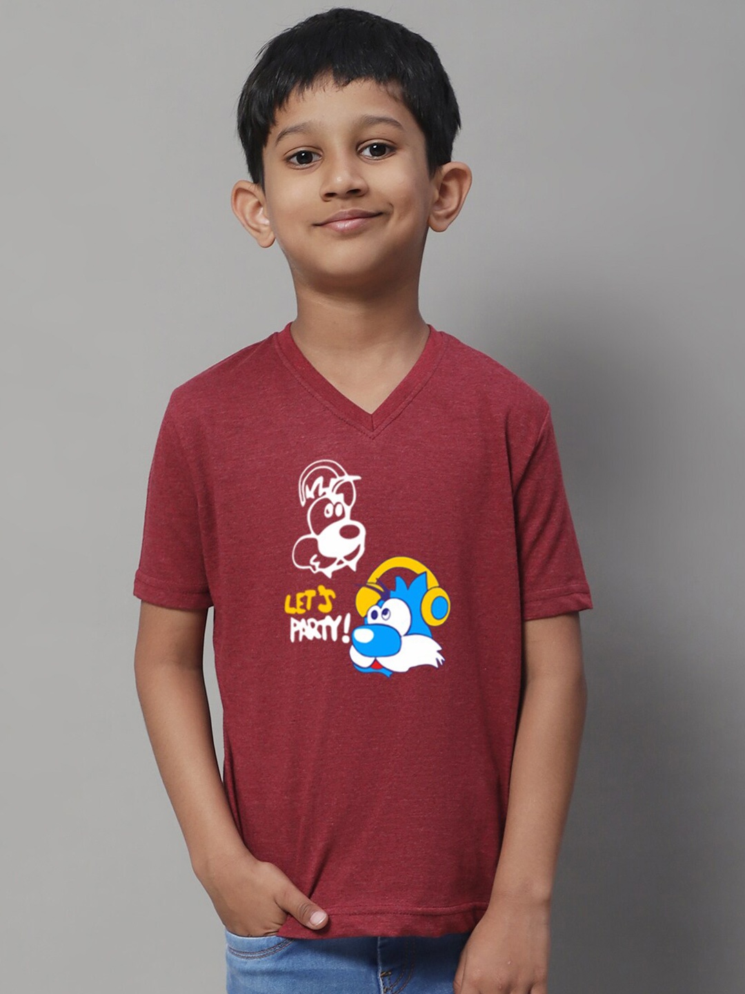 

Friskers Boys Graphic Printed Slim Fit Cotton T-shirt, Maroon