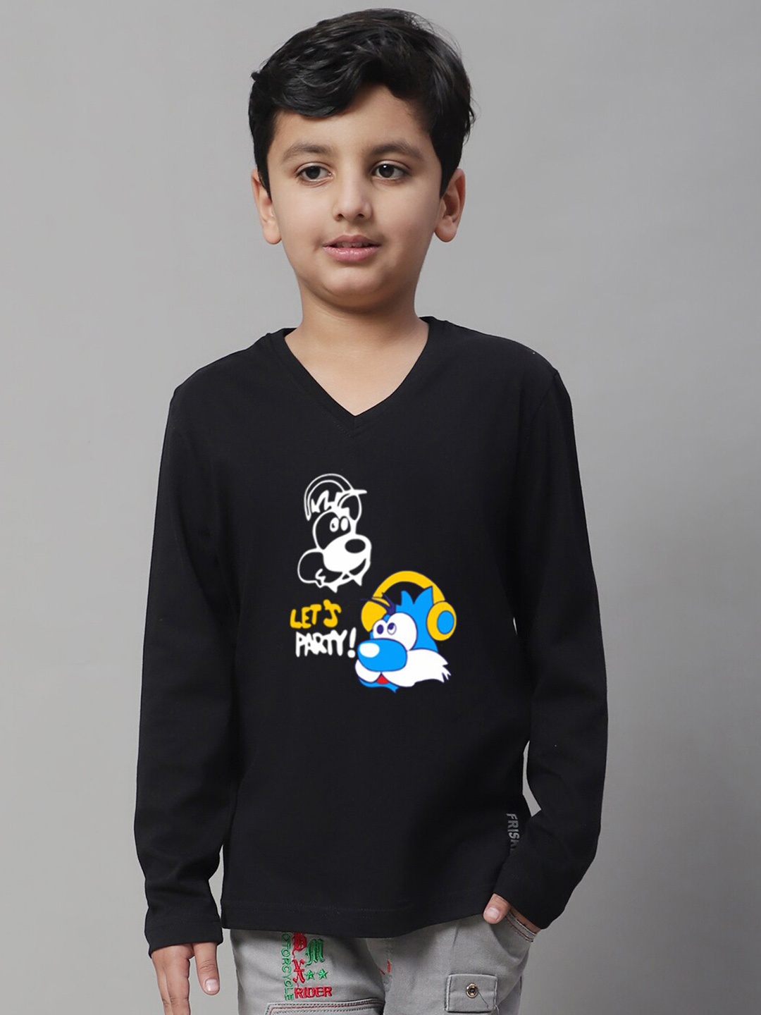 

Friskers Boys Graphic Printed Slim Fit T-shirt, Black
