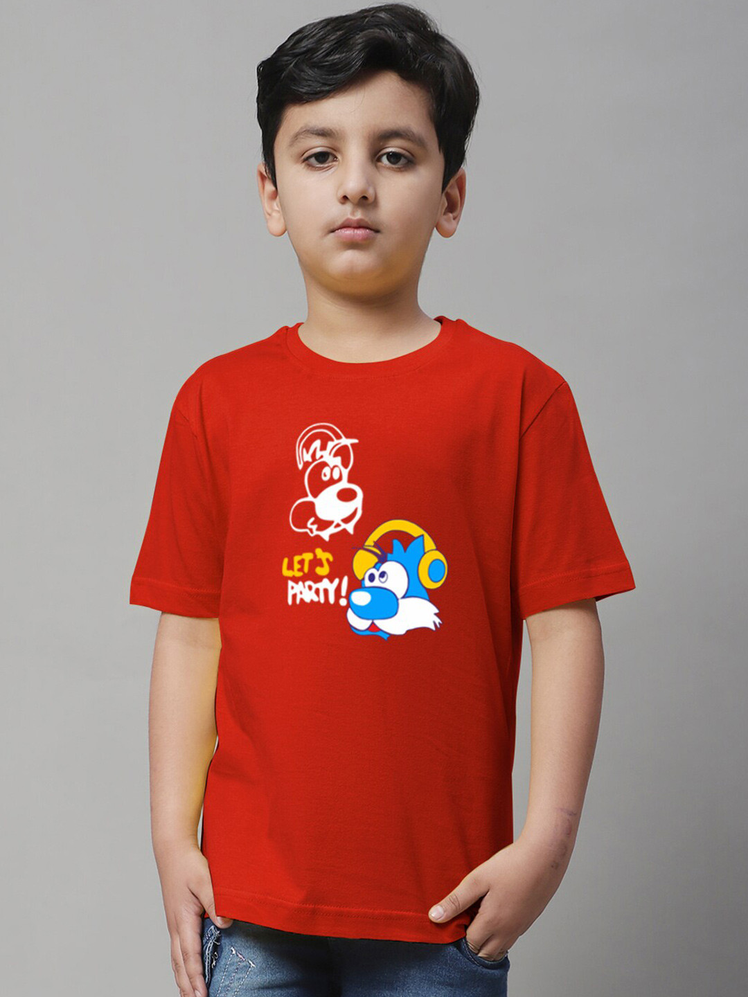

Friskers Boys Graphic Printed Pure Cotton Slim Fit T-shirt, Red