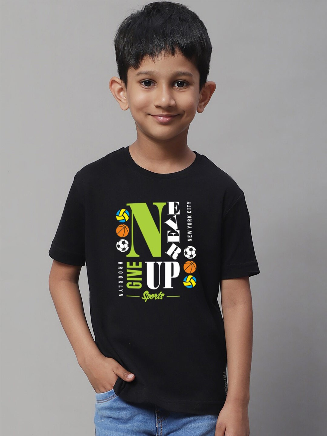 

Friskers Typography Printed Slim Fit Pure Cotton T-shirt, Black