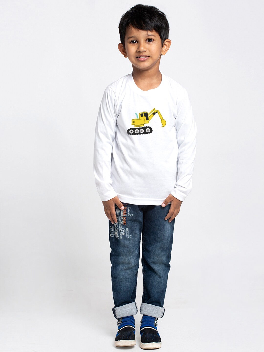 

Friskers Graphic Printed Full Sleeve Slim Fit Pure Cotton T-shirt, White