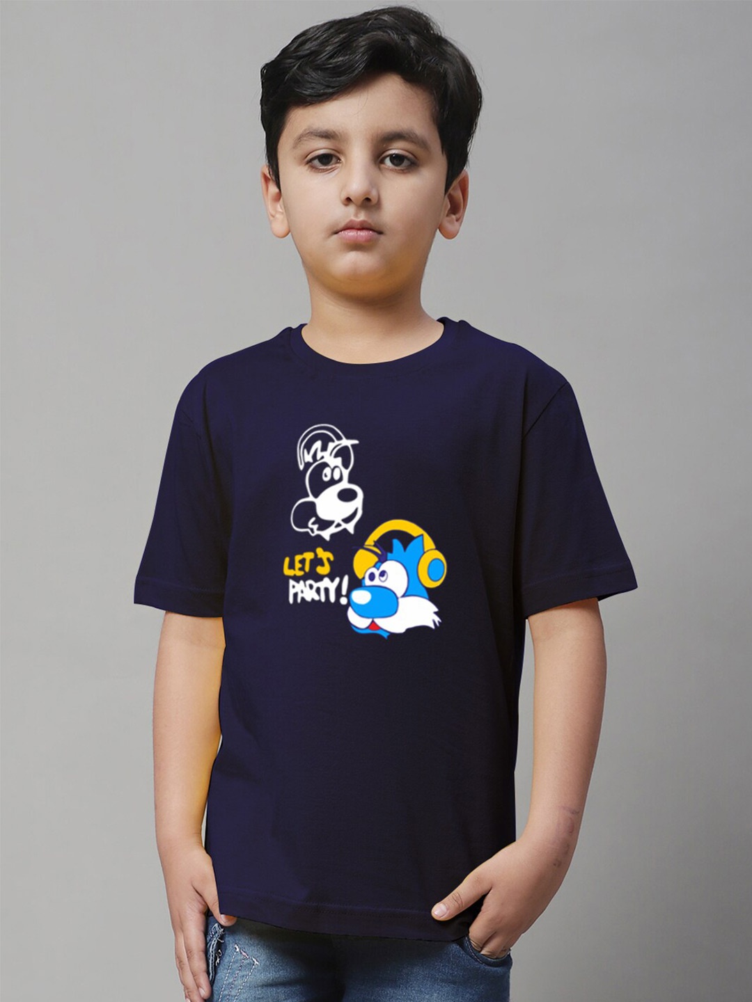 

Friskers Boys Graphic Printed Slim Fit Pure Cotton T-shirt, Navy blue