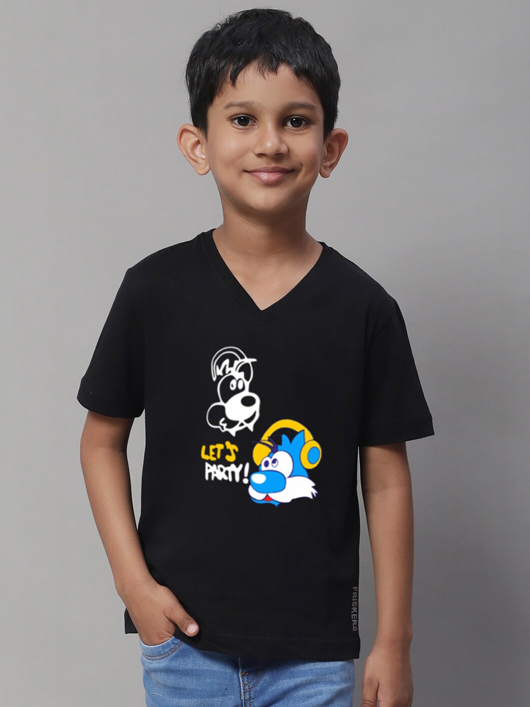 

Friskers Boys Graphic Printed Slim Fit Pure Cotton T-shirt, Black