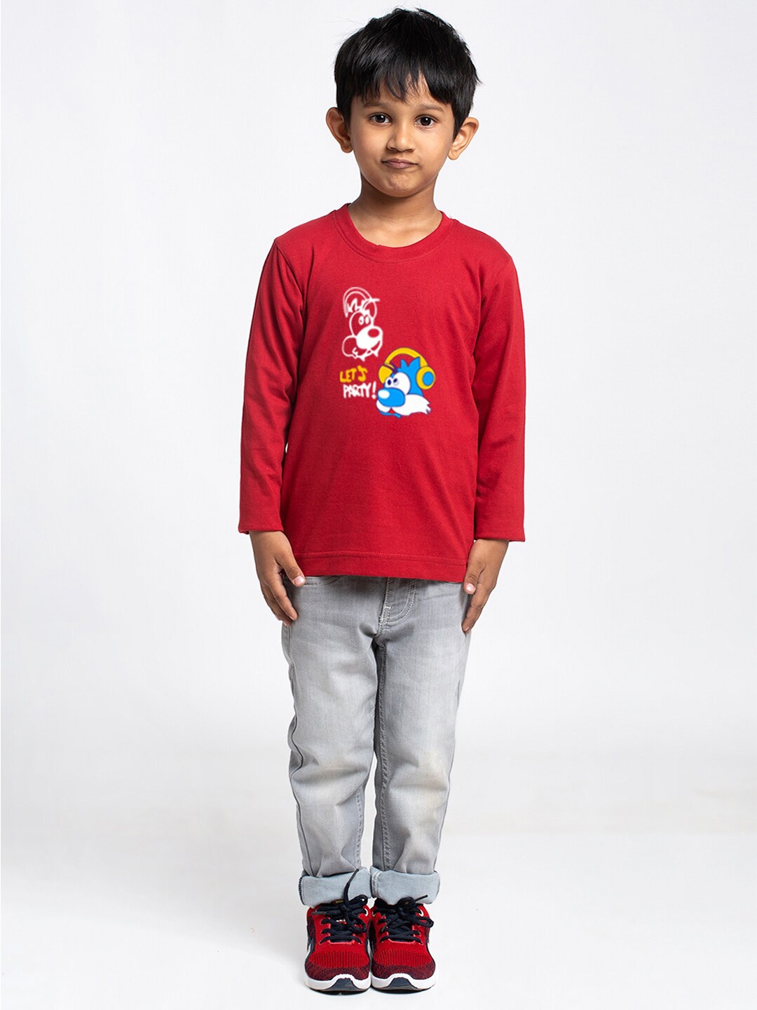 

Friskers Boys Graphic Printed Slim Fit Pure Cotton T-shirt, Red