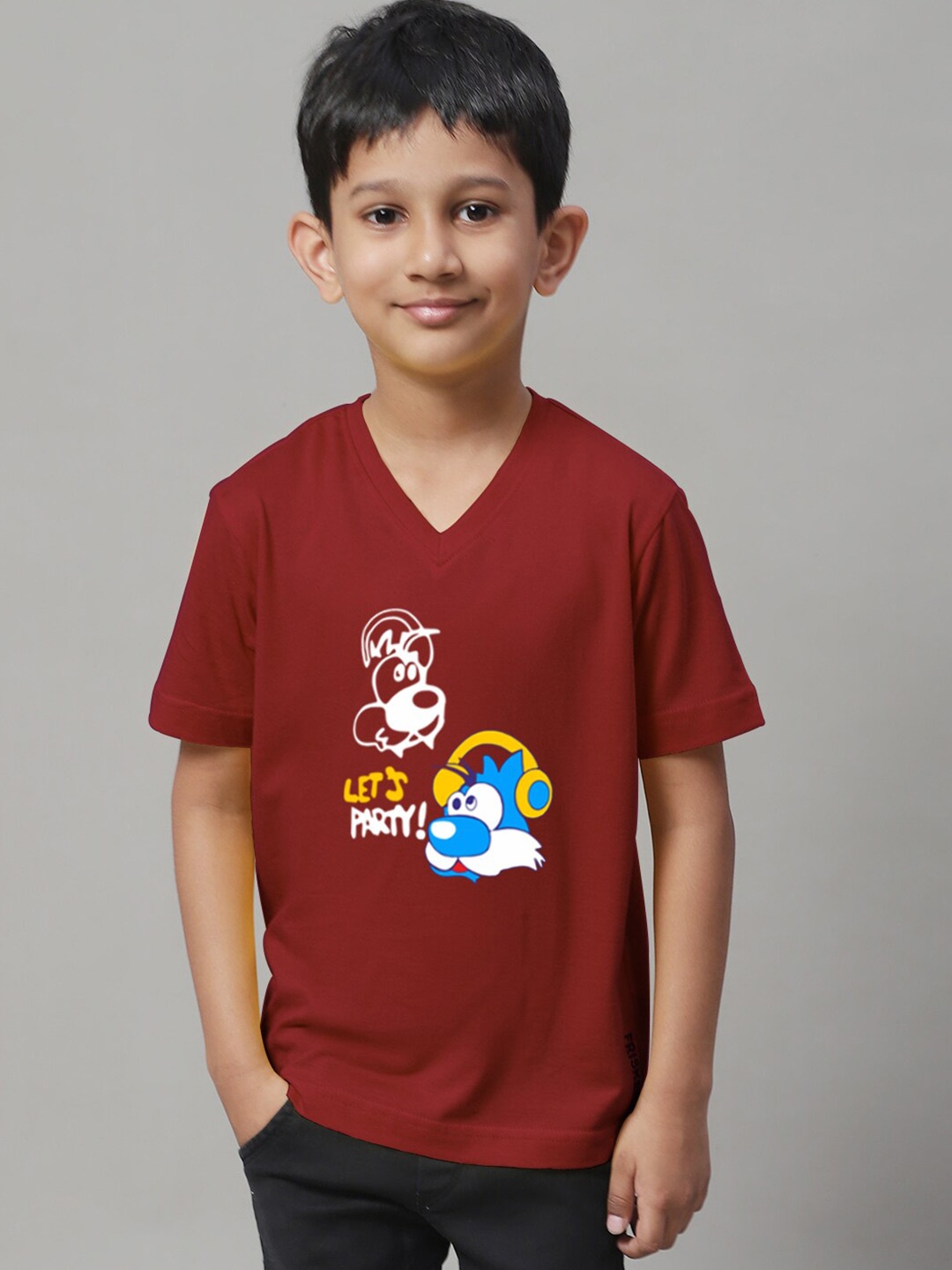 

Friskers Boys Graphic Printed Slim Fit Pure Cotton T-shirt, Maroon