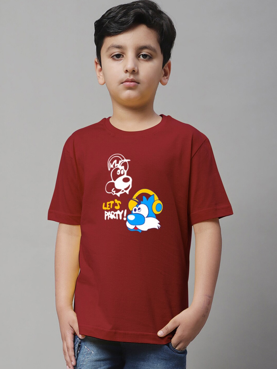 

Friskers Boys Graphic Printed Slim Fit Pure Cotton T-shirt, Maroon
