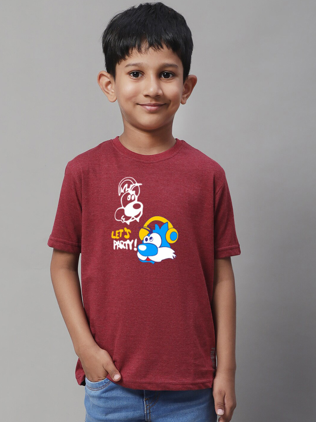 

Friskers Boys Graphic Printed Slim Fit Cotton T-shirt, Maroon