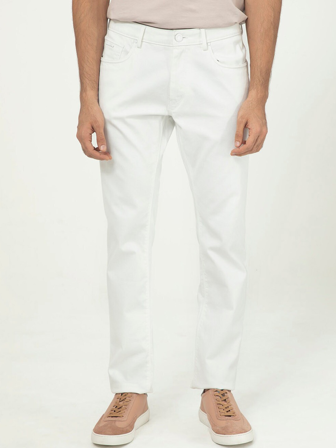 

RARE RABBIT Poke-2 Mid-Rise Slim Fit Cotton Chino Trouser, White