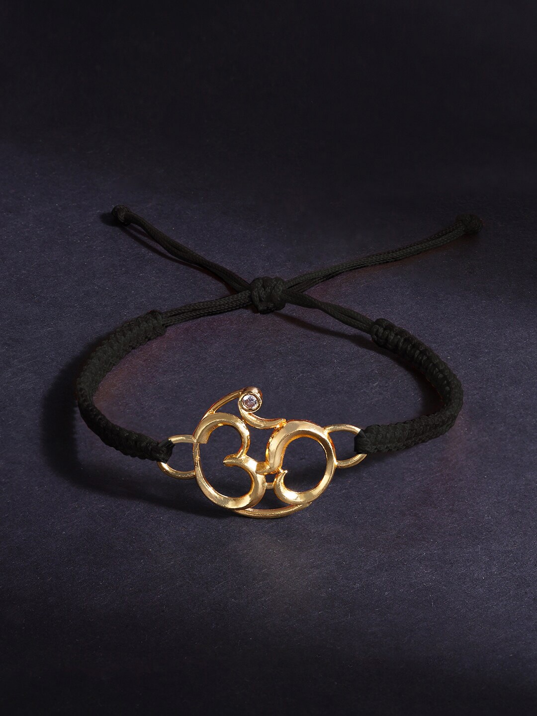 

MINUTIAE Men Brass Crystals Gold-Plated Charm Bracelet
