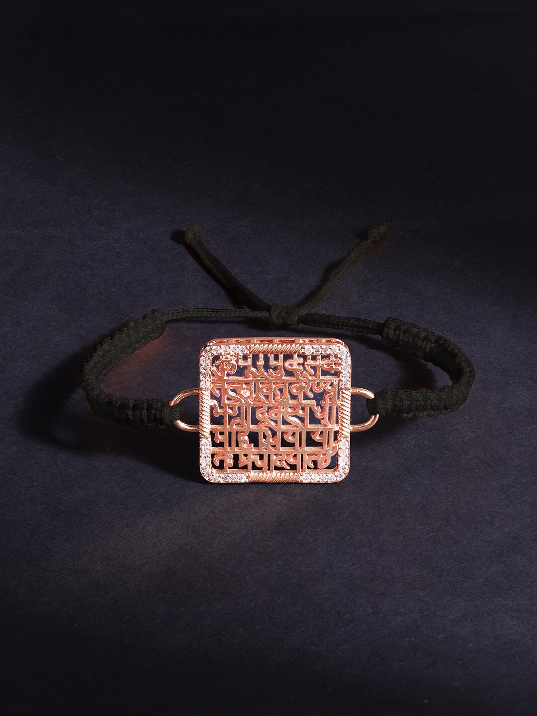 

MINUTIAE Men Rose Gold Plated Crystals Charm Bracelet