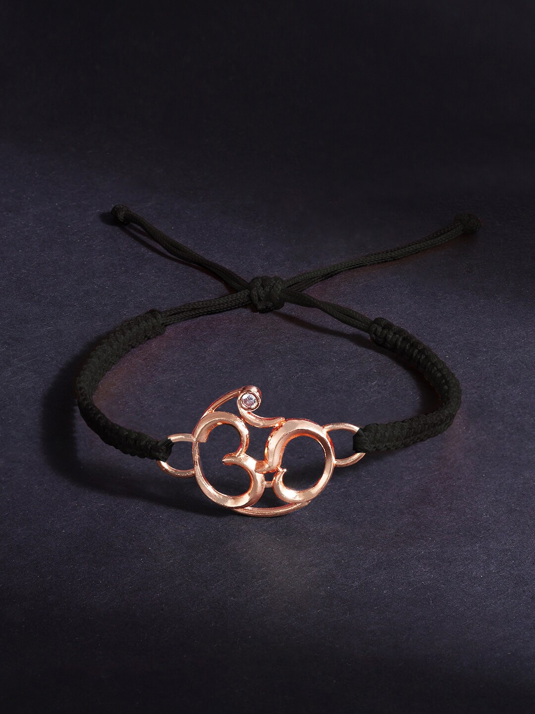 

MINUTIAE Men Rose Gold Plated Crystals Cuff Bracelet