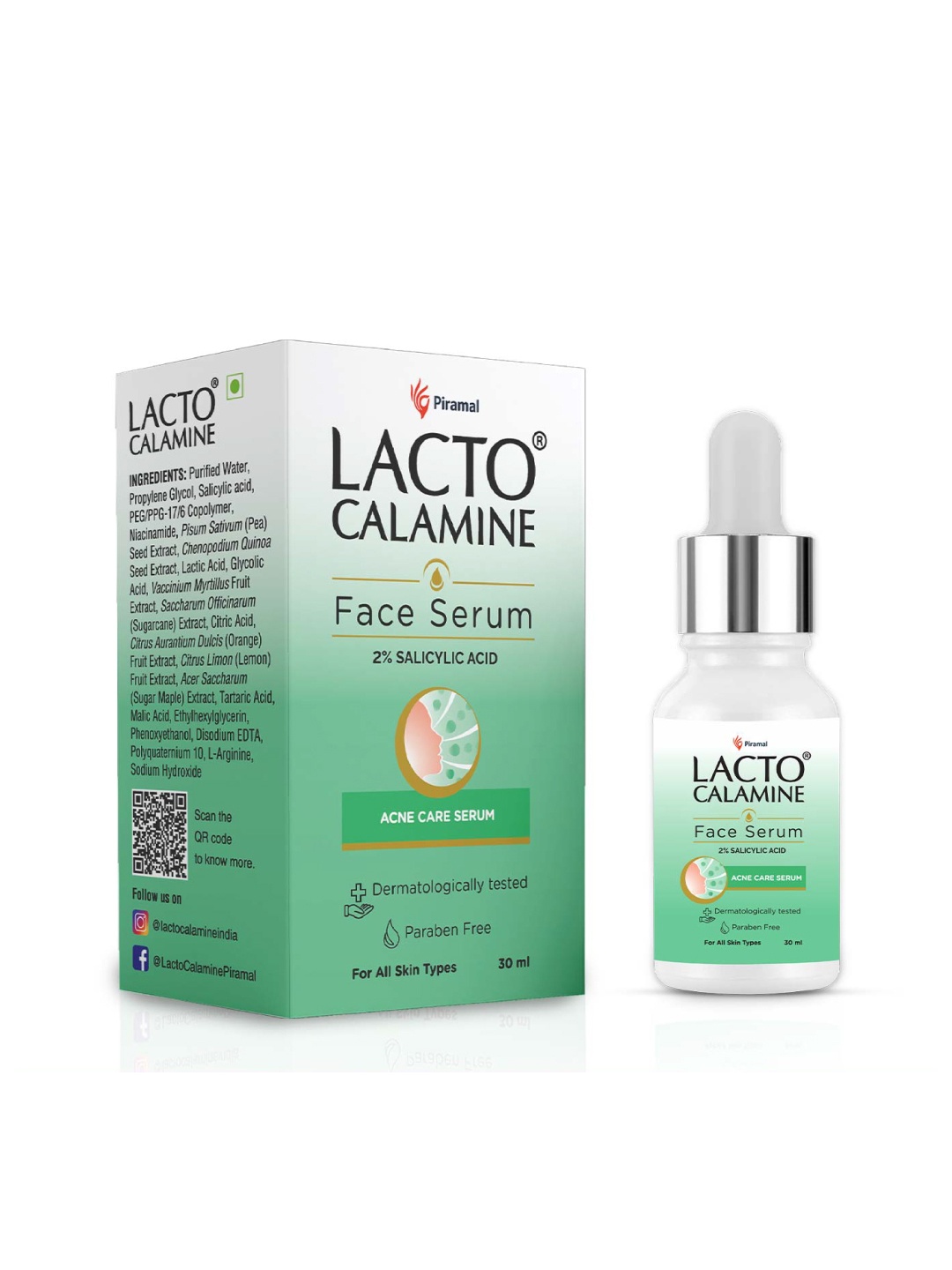 

Lacto Calamine 2% Salicylic Acid Face Serum For Acne Blackheads & Open Pores - 30 ml, Green