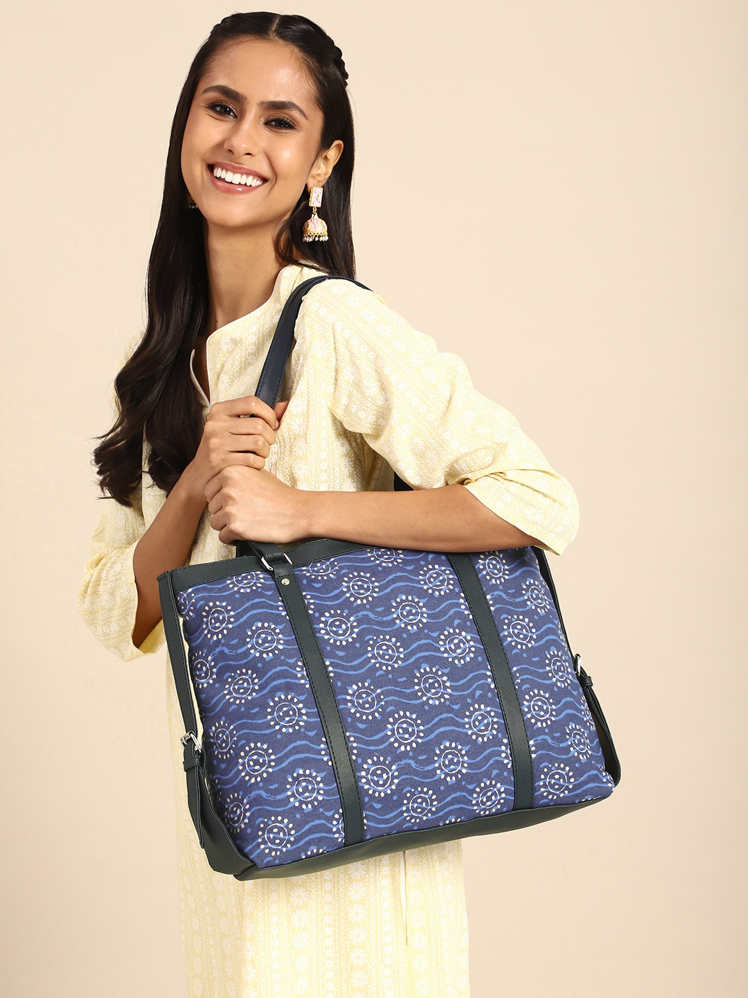 

Anouk Ethnic Motifs Printed Oversized Shopper Tote Bag, Blue