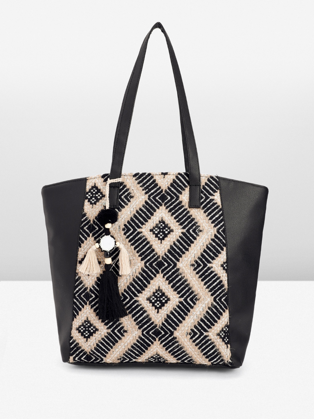 

Anouk Geometric Oversized Structured Tote Bag, Black