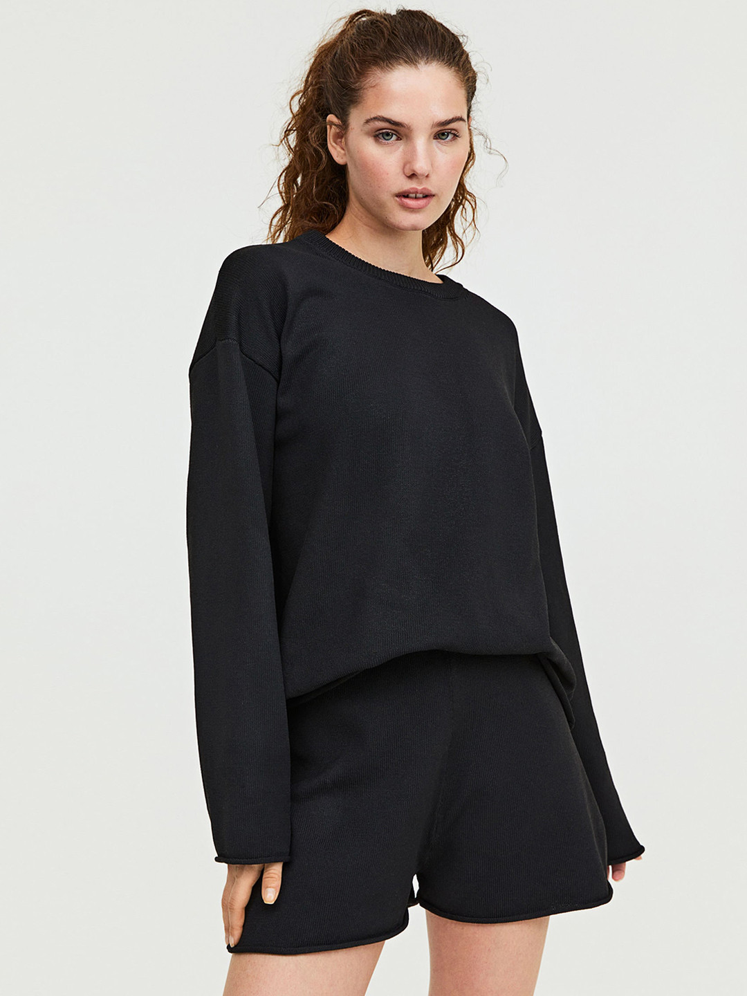 

H&M Women Fine-Knit Shorts, Black