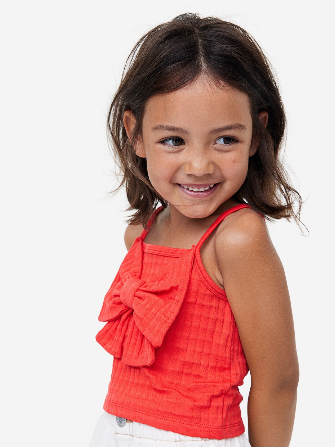 

H&M Girls Bow-Detail Strappy Top, Red