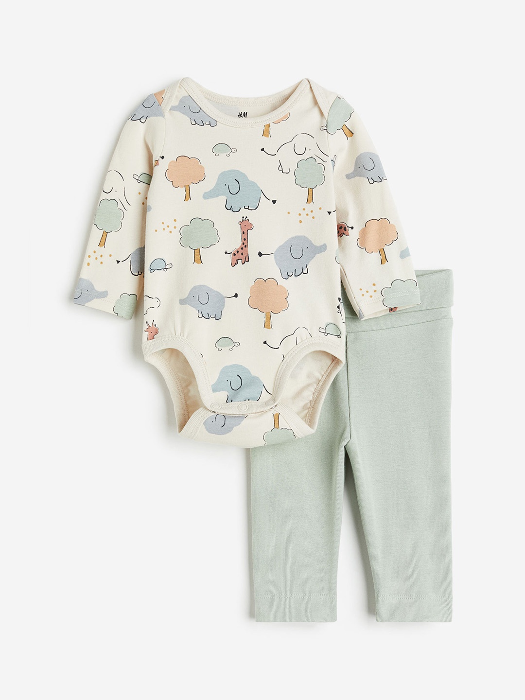 

H&M Infants Boys 2-Piece Cotton Jersey Set, Beige