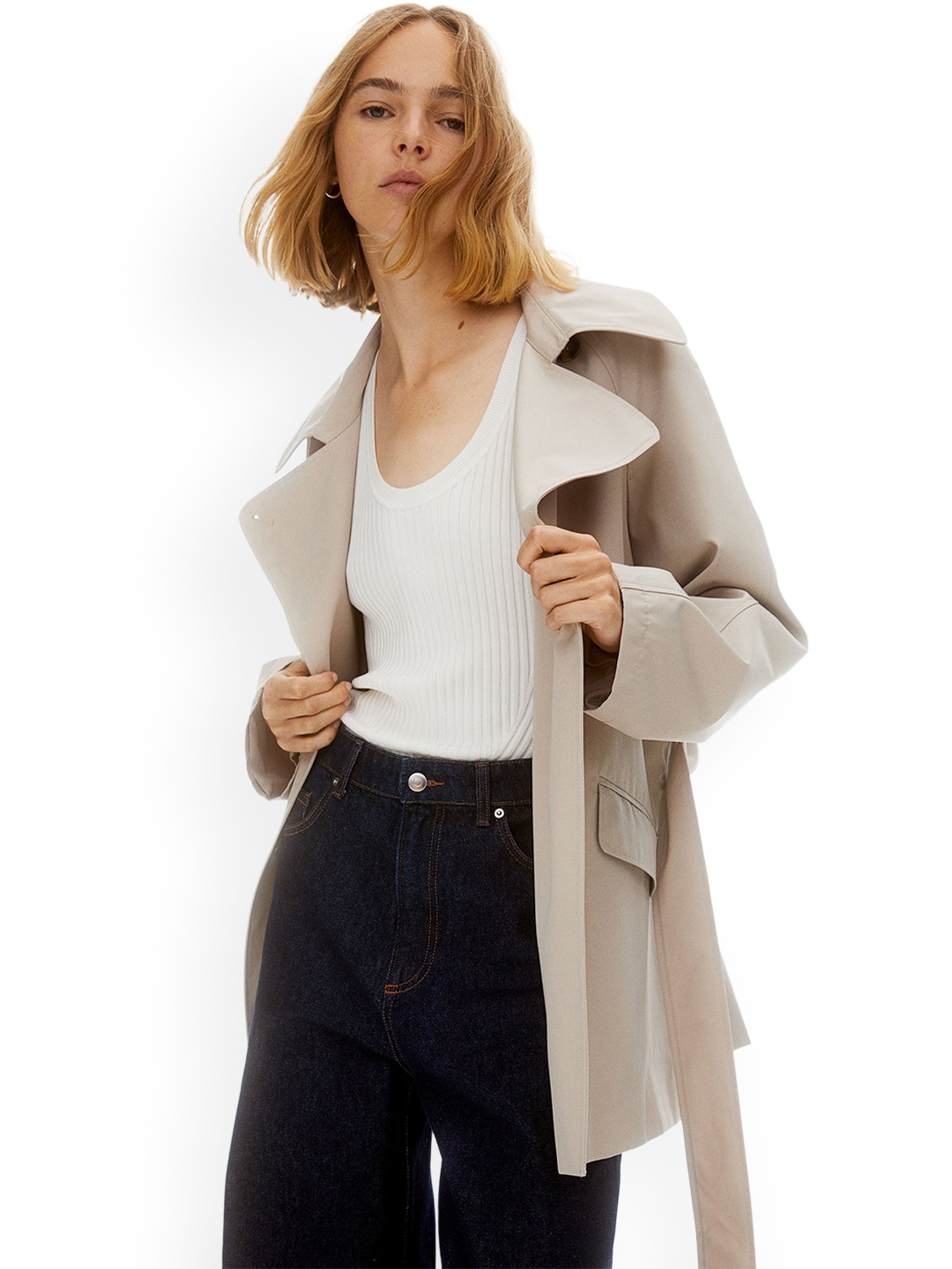

H&M Short Trenchcoat, Beige