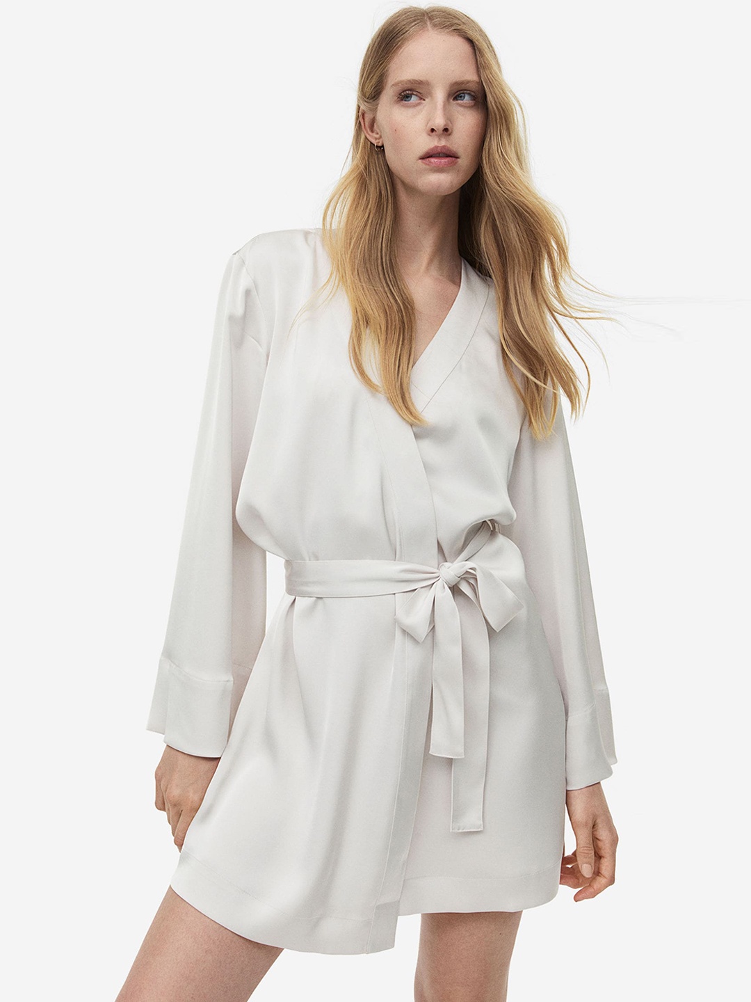 

H&M Satin Dressing Gown, White