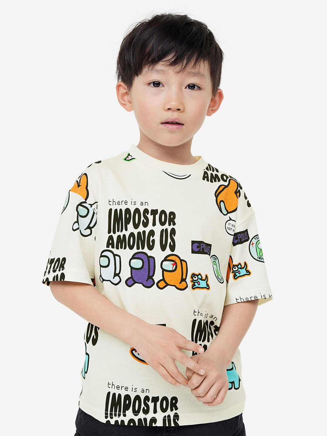 

H&M Boys Pure Cotton Printed T-Shirt, White