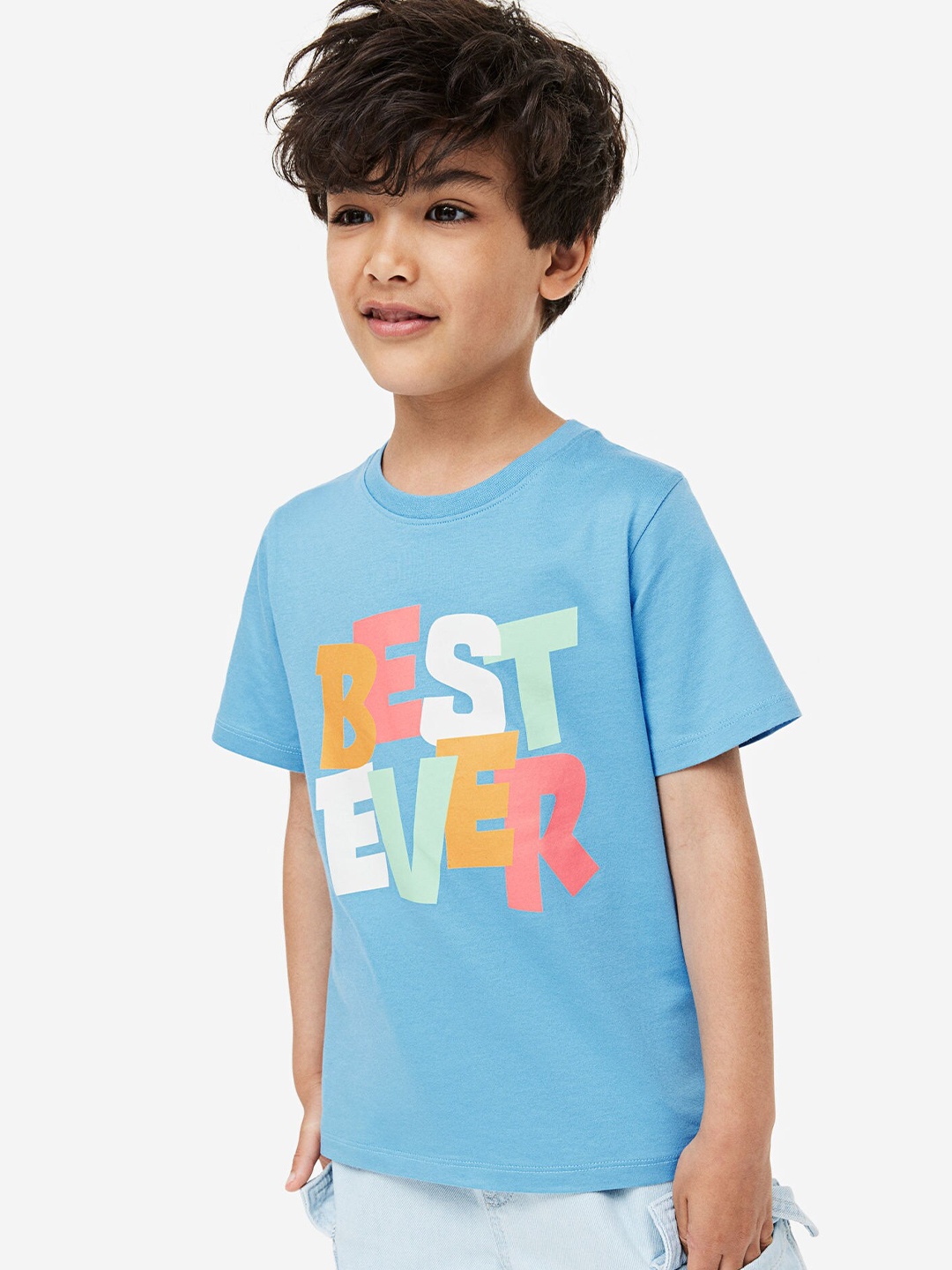 

H&M Boys Printed Pure Cotton T-shirt, Blue